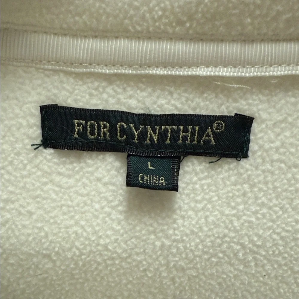 For Cynthia Quilted Fleece Zip Vest Cream Ivory Size Large